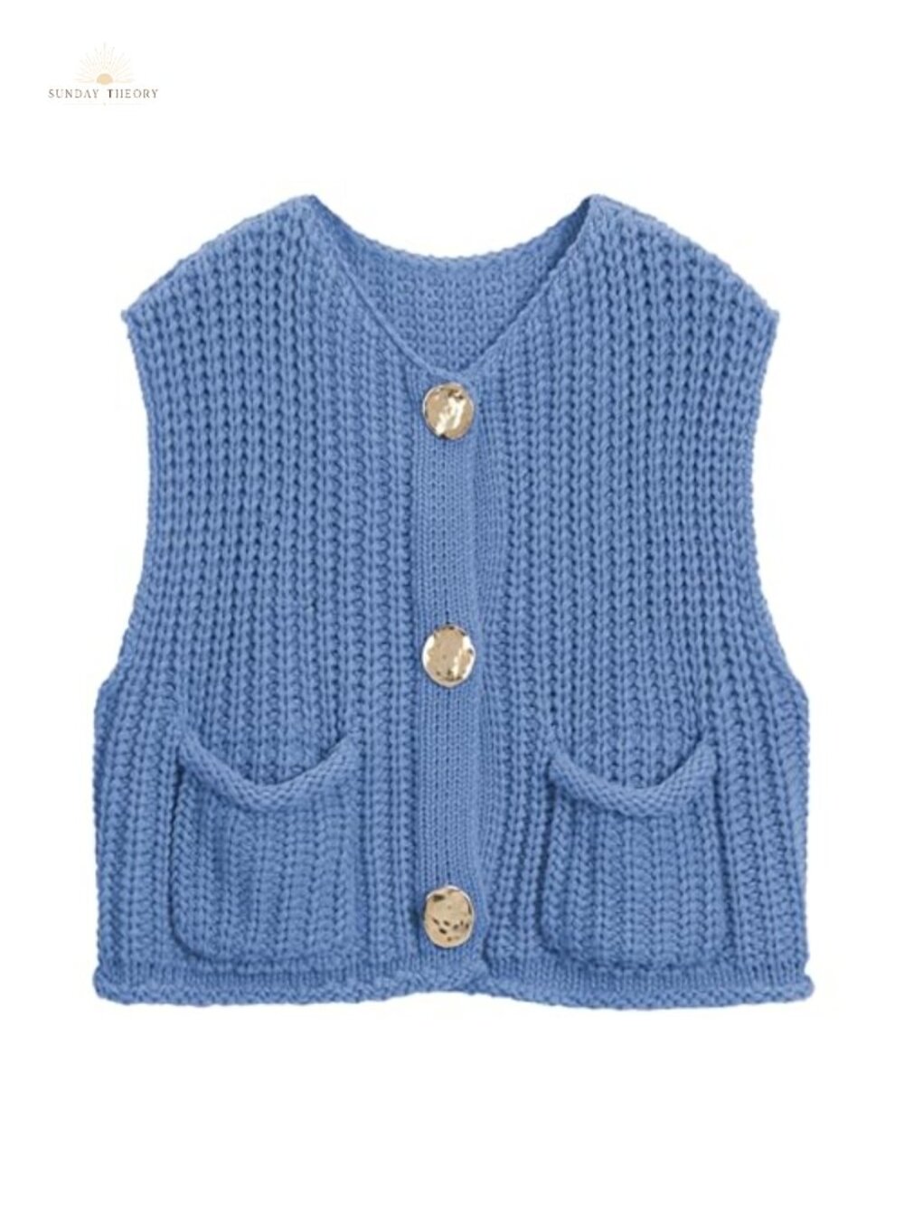 Crochet Sweater Vest Women Button Down Knit Vest Tops Sleeveless Crewneck